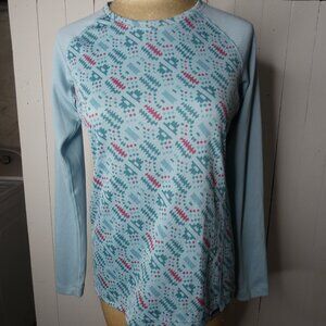 Patagonia Womens M Capilene Midweight Geo Print Baselayer Pink Blue Cool To Cold